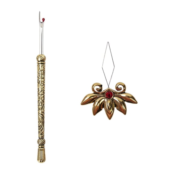 yotijay Threader Seam Ripper Set Thread Unpicker 2 in 1 Easy to Carry Retro- Gold