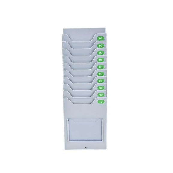 yotijay Time Cards Rack Outdoor Gray with 10 Pocket Slot Attendance Payroll