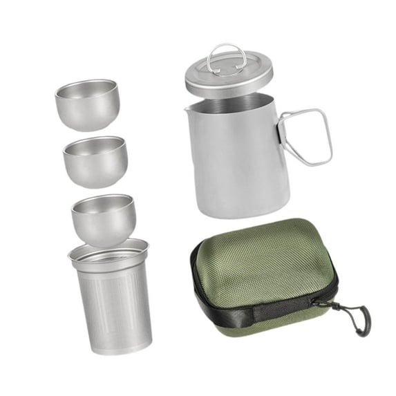 yotijay Titanium Tea Set Portable Tableware Brewing Cup for Traveling Outdoor Hiking with Handle
