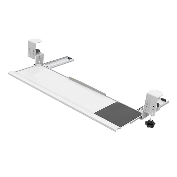 yotijay Under Desk Slider Tray C-shaped Clamp Mount Water Ergonomic Design Clamp-on White