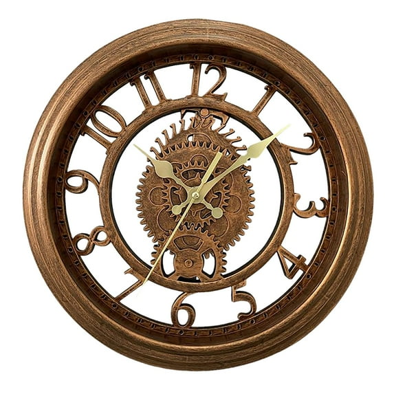 yotijay Wall Clock Wall Art Battery Operated Clocks for Office Living Room Kitchen Decor Antique Copper