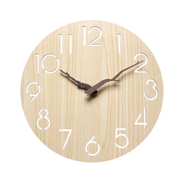 yotijay Wall Clock Wall Hanging Clock Large Arabic Numerals Lightweight Decorative Clock Light Wood