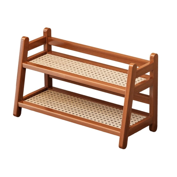 yotijay Water Cup Display Rack 2 Layer Storage Shelf for Home Coffee Bar Accessories Brown
