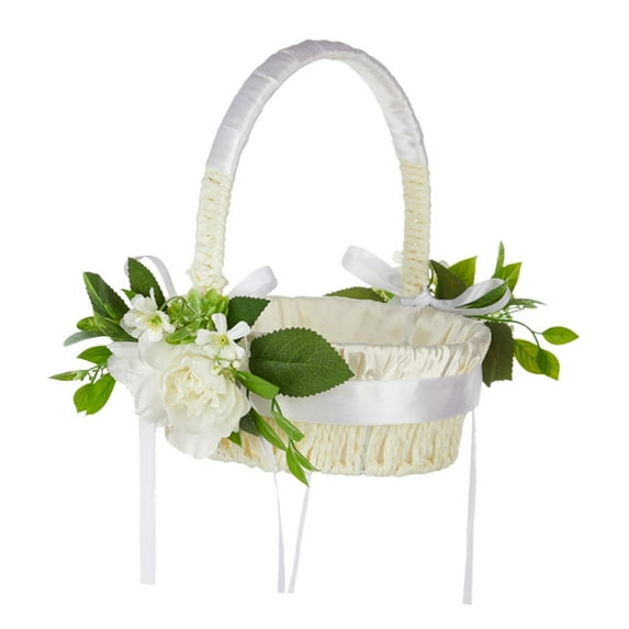 yotijay Wedding Basket Ceremony Bridesmaid Flower Petal Basket Wedding Flower Basket White