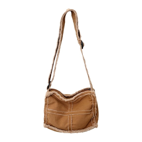 yotijay Women Shoulder Bag Canvas Purse Zipper Casual Small Handbag Tote with Adjustable Brown