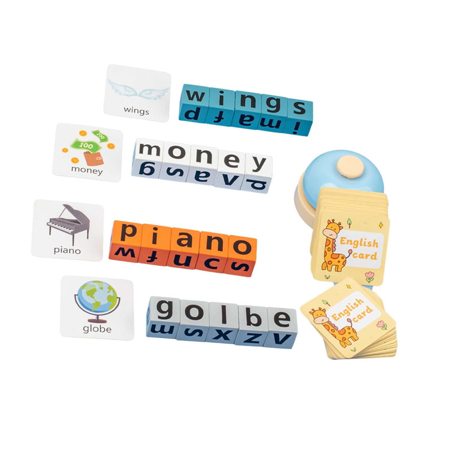 yotijay Wooden Blocks Spelling Game Abc Alphabet Blocks for Boys Girls ...