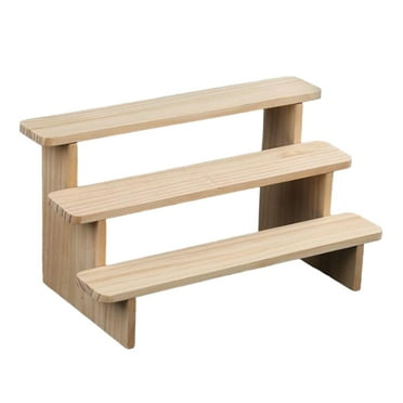 yotijay Wooden Display Riser Stand Collectibles Display Stand Multifunctional Countertop 3 layer S