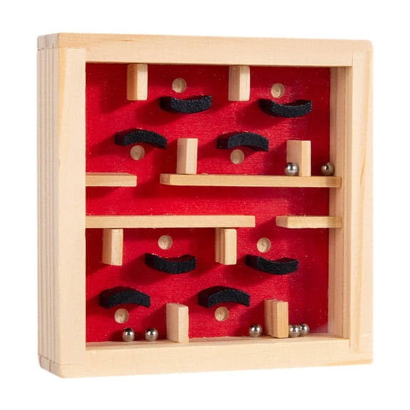 yotijay Wooden Labyrinth Board Game Activity Board Develop Fine Motor Skills Educational Red