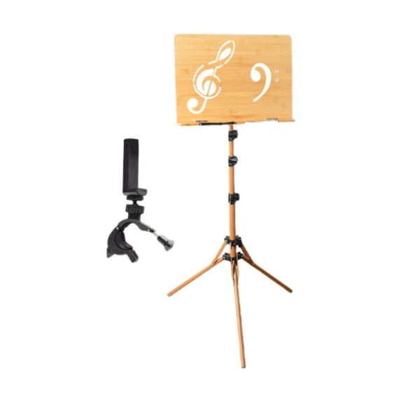 yotijay Wooden Music Stand for Sheet Music Adjustable Height for Lectern Guitar Band with phone clip