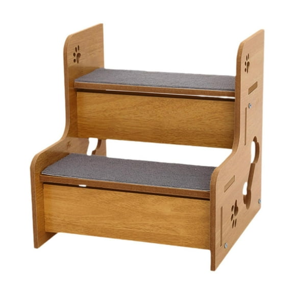 yotijay Wooden Pet Stairs with Carpet Sturdy Cat Ladder for High Beds Couches Window