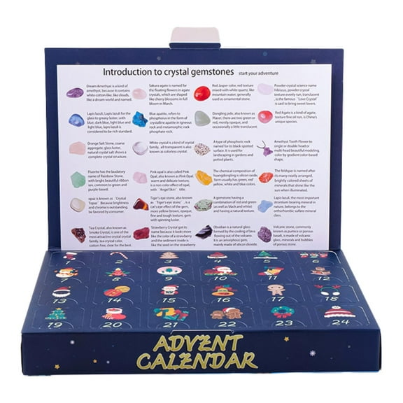yotijay Xmas Advent Calendar 2024 Christmas Gift with 24 Rocks Collection Mineral Party raw rolling stone