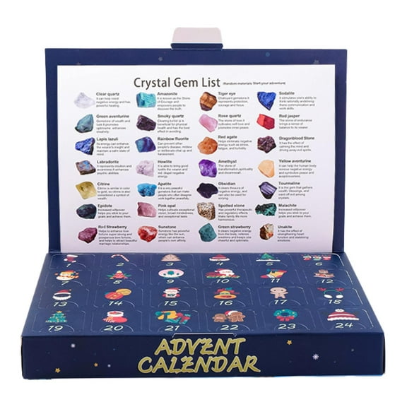 yotijay Xmas Advent Calendar 2024 Christmas Gift with 24 Rocks Collection Mineral Party raw stone
