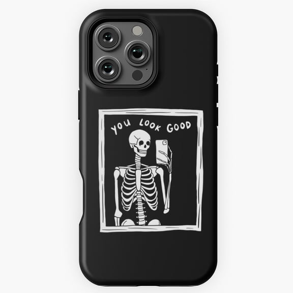 you look good skeleton mirror selfie black and white Phone Case for iPhone 16 15 14 13 12 11 Pro Max M5903992