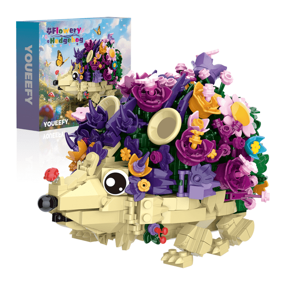 YOUEEFY Flower Covered Hedgehog Garden Themed Interlocking Block Building Set 1000 Pieces,ABS