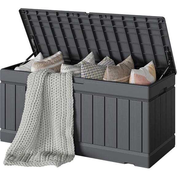 youjia 78 Gallon Deck Box, Waterproof Resin Outdoor Storage Box