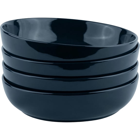 youjia Pasta Bowl, Salad Bowls, Soup, Serving Bowls, Ceramic, Large Capacity, Microwave & Dishwasher Safe, Set of 4, 40 Oz,(Navy Blue)