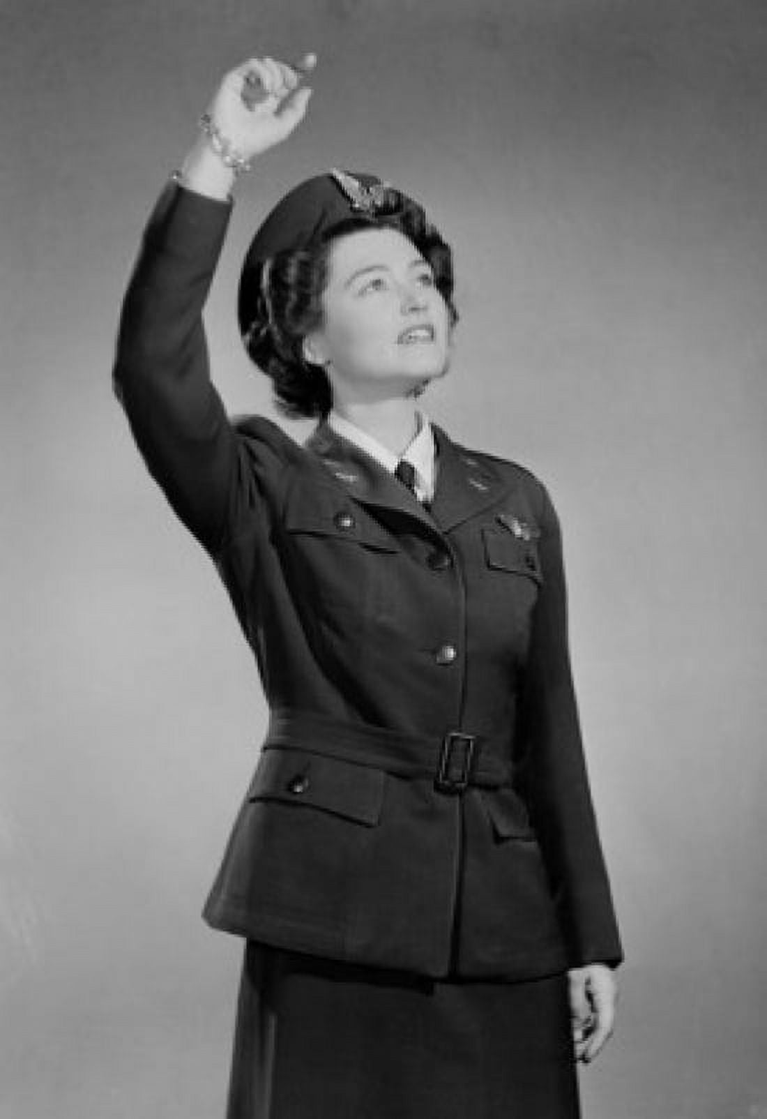 young attractive young woman wearing military uniform Canvas Art - (24 x 36)