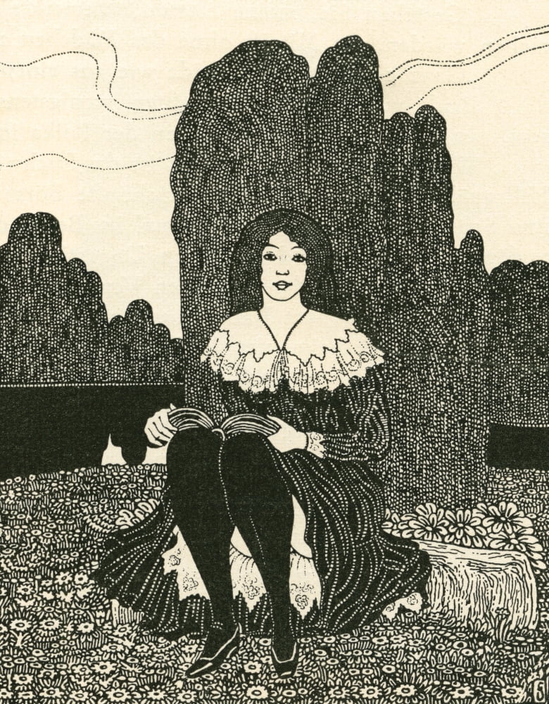 A young girl sat alone reading From Illustrierte Sittengeschichte vom Mittelalter bis zur Gegenwart by Eduard Fuchs published 1909 Canvas Art - Ken Welsh Design Pics (24 x 30)