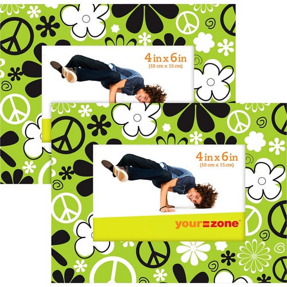 your zone 4x6 green peace picture frame, green