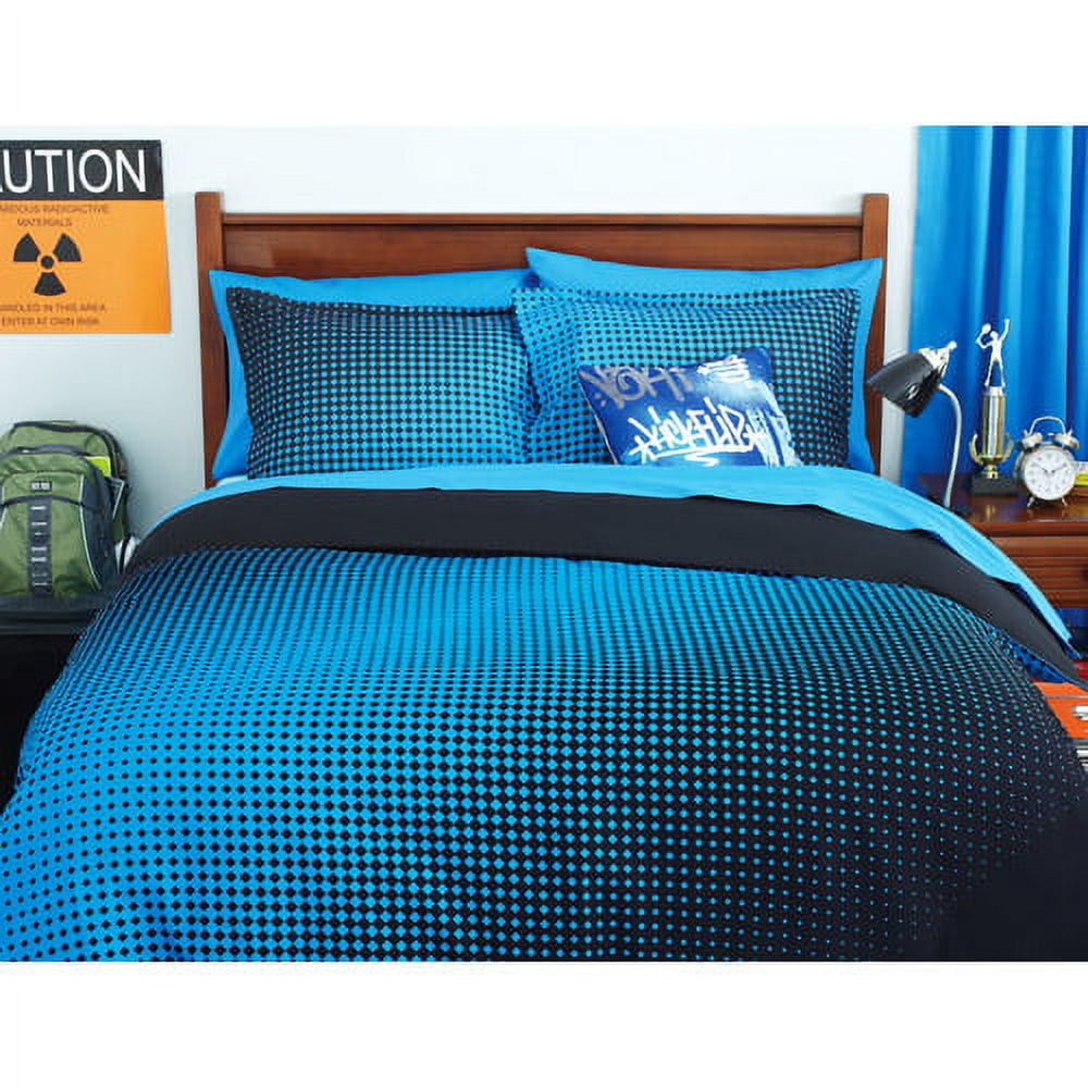 your zone reversible comforter cover & sham set, halftone/rich black