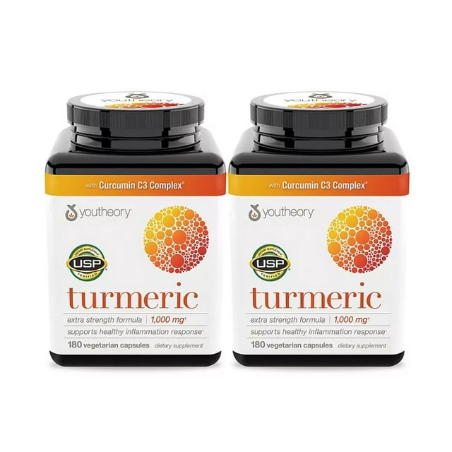 youtheory Turmeric Extra Strength Formula 1,000 mg., 180 Capsules 2PK