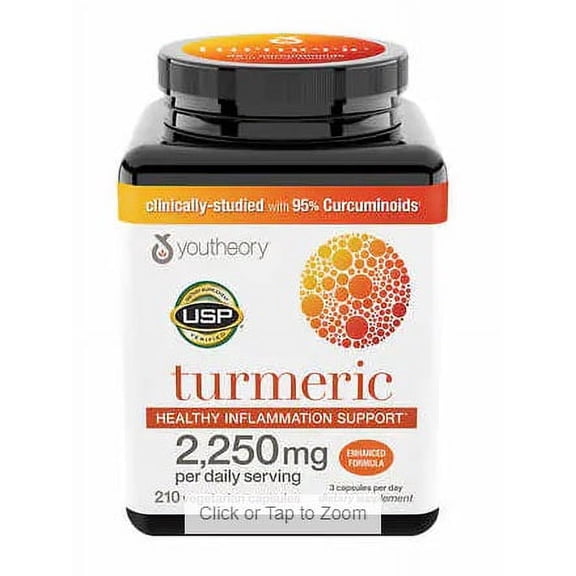 youtheory Turmeric Extra Strength Formula 2,250 mg., 210 Capsules