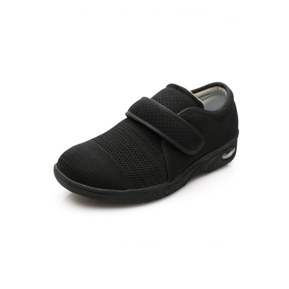 youyun Women's Diabetic Shoes with Velcro Wide for Elerly Women Walking Shoes Adjustable Closure Breathable Lightweight Width Non Slip Air Cushion Sneakers for Swollen Feet Edema Black 7