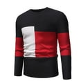 youzhen Mens Sweater Colorblock Long Sleeved Round Neck Knitted