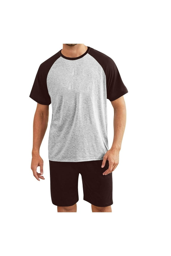 youzhen Short Pjs for Men Mens Pajama Sets Shorts and Short Sleeve Lightweight Dry Mens Pajama Sets Summer Short Pajamas