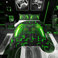 thumbnail image 1 of yst Full Size Game Console Comforter Set Gamer Bedding,3D Gaming Geometric Check Lightweight Soft Bedding Sets,Neon Green Gamepad Bed Comforter,Black, 1 of 8