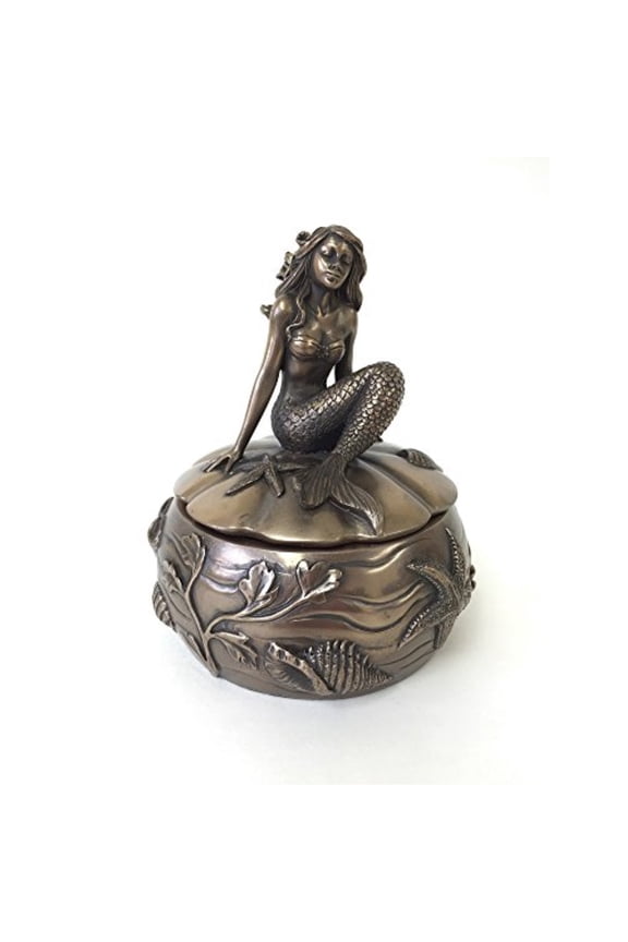antique bronze mermaid adella embellished trinket and jewelry box