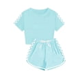 thumbnail image 1 of yuCgh Children's Short Sleeve Round Neck T-Shirt and Shorts 2-Piece Athletic Play Set for Boys and Girls Summer Casual Outfit,Green 120, 1 of 3
