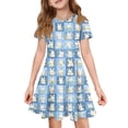 thumbnail image 1 of yuCgh Easter Dress for Girls with Pocket, Short Sleeve Floral Print Summer Party Dress, Lightweight Casual Toddler Dress for Easter Day,Blue 130, 1 of 5