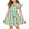thumbnail image 1 of yuCgh Flutter Sleeve Princess Easter Dress for Girls, A-Line Summer T-Shirt Dress, Soft & Playful Casual Easter Dress for Kids,Green 120, 1 of 4