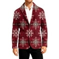 thumbnail image 1 of yuCgh Men's Business Casual Christmas Print Corduroy Jacket, Festive Style for Office Parties and Holiday Events, Professional yet Fun,Deep Red S, 1 of 5