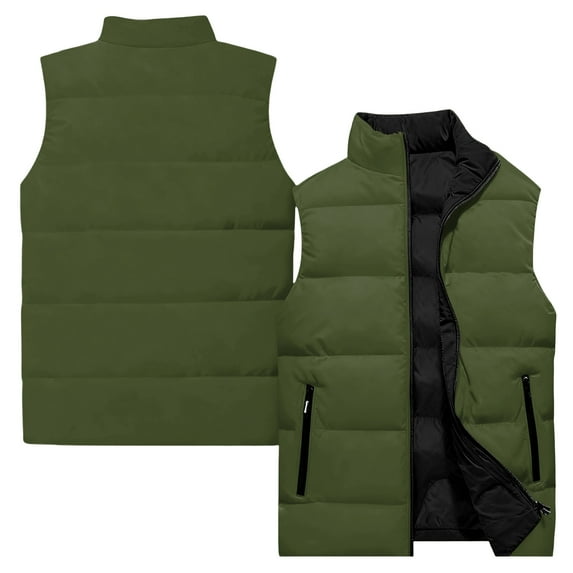 yuCgh Men's Casual and Fashionable Sleeveless Vest with Solid-color Print, Cotton Jacket for Lightweight Layering and Stylish Outdoor Wear, Perfect for Spring and Fall,Army Green L