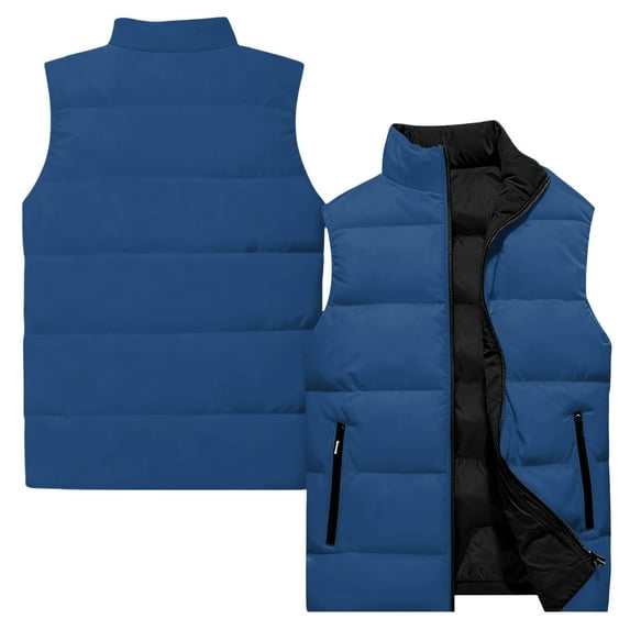 yuCgh Men's Casual and Fashionable Sleeveless Vest with Solid-color Print, Cotton Jacket for Lightweight Layering and Stylish Outdoor Wear, Perfect for Spring and Fall,Blue XL