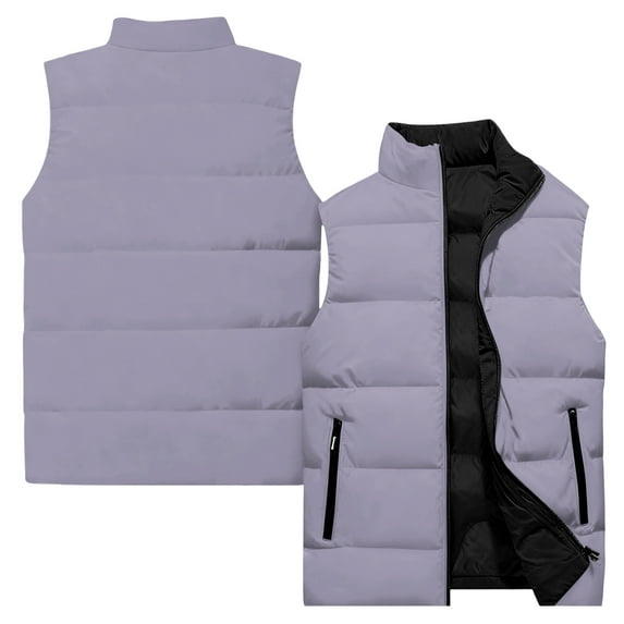 yuCgh Men's Casual and Fashionable Sleeveless Vest with Solid-color Print, Cotton Jacket for Lightweight Layering and Stylish Outdoor Wear, Perfect for Spring and Fall,Light Purple L