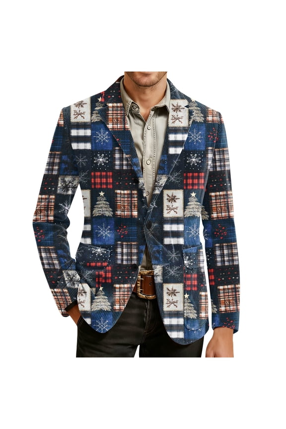 Men's Christmas Corduroy Jacket with Warm Pockets and Suit Style, Casual Cardigan for Holiday Events, Durable Fabric,Army Green M