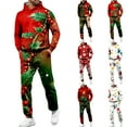 thumbnail image 1 of yuCgh Men's Christmas Two-Piece Hooded Sweatshirt and Jogging Pants Sports Set, Festive Design for Holiday Athletic Wear, Comfortable for Gym, Lounge and Outdoor Activities,White M, 1 of 5