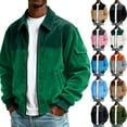 thumbnail image 1 of yuCgh Men's Corduroy Zip Up Jacket, Pocket Front Casual Sports Coat, Plus Size Available for Loose Fit Comfort & Fall Winter Layering,Orange,XL, 1 of 5