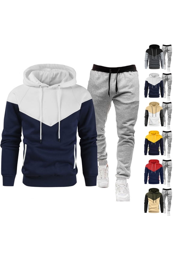 Men's Fall Winter Hooded Sports Set, Two-Piece Tracksuit for Cold Weather Protection, Warm and Durable for Outdoor Sports and Casual Wear,Dark Gray M