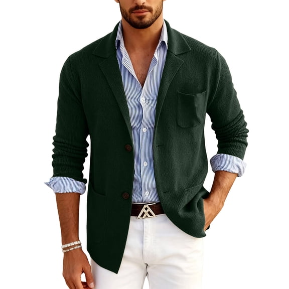 yuCgh Men's Fashion Leisure Suit with Slim Fit, Ideal for Parties and Weddings, Casual Blazer Coat for Smart Occasions,Army Green XL