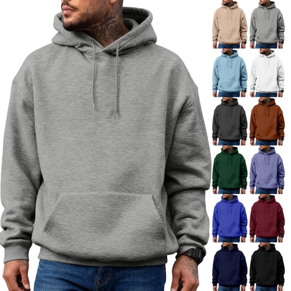 yuCgh Men's Japanese Style American Solid Color Hoodie, Long Sleeve Pullover with Adjustable Hood, Minimalist Casual Streetwear for Men,Wine XL