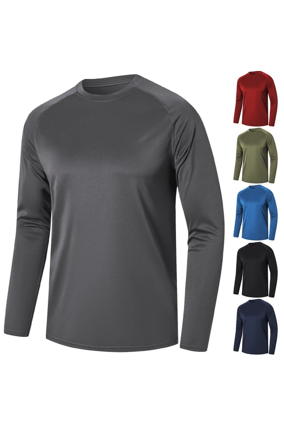 Men's Lightweight Quick Dry Long Sleeve Base Layer Top, Casual Sportswear for Running, Training and Outdoor Activities,Blue XL