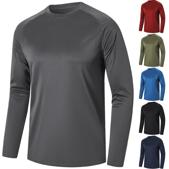 yuCgh Men's Lightweight Quick Dry Long Sleeve Base Layer Top, Casual Sportswear for Running, Training and Outdoor Activities,Navy 3XL