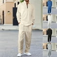 thumbnail image 1 of yuCgh Men's Long Sleeve Long Pants Two-Piece Sports and Leisure Suit, Comfortable Athletic Set for Casual Wear, Ideal for Running, Workout and Outdoor Activities,Beige L, 1 of 7