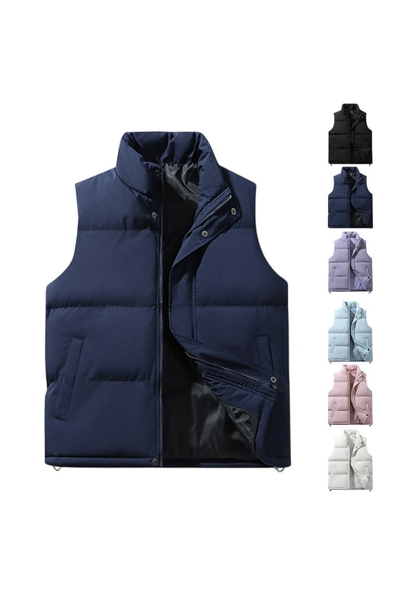 Men's Outdoor Vest Jacket, Thickened Warm Stand Collar Sleeveless Coat, Unisex Zip Vest for Fall Winter Hiking, Camping & Casual Wear,Pink,M