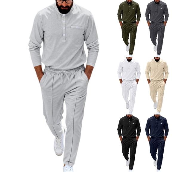 yuCgh Men's Oversized Crewneck Shirt and Elastic Waist Pants Set, Minimalist Two-Piece Loungewear for Casual and Commute Wear,Black 2XL