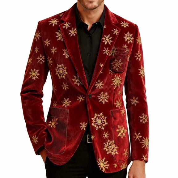 yuCgh Men's Printed Corduroy Jacket with Warm Pockets and Suit Cardigan Style, Casual Wear for Men, Breathable and Easy to Match,Wine 2XL